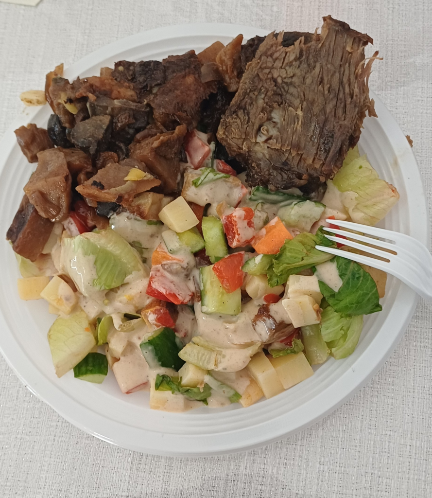 meat and salad