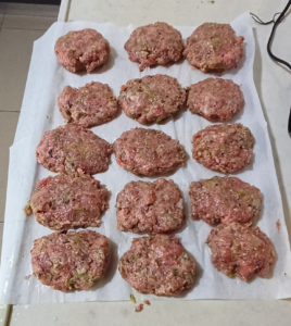 Veggie-packed burger patties ready to fry